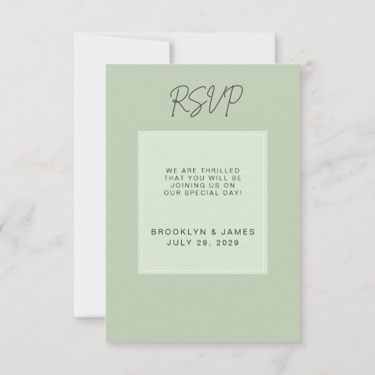 Sage Green Minimal Wedding RSVP Card (裏面)
