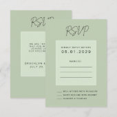Sage Green Minimal Wedding RSVP Card (正面/裏面)