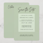 Sage Green Minimal Wedding Save The Date 招待状 (正面/裏面)