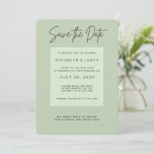 Sage Green Minimal Wedding Save The Date 招待状 (スタンド正面)