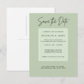 Sage Green Minimal Wedding Save The Date 案内ポストカード (正面/裏面)