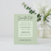 Sage Green Minimal Wedding Save The Date 案内ポストカード (スタンド正面)