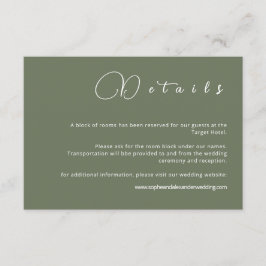 Sage Green Minimalistの結婚詳細カード エンクロージャーカード