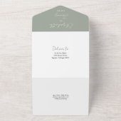 Sage Green Minimalistスクリプエレガントト結婚の オールインワン招待状 (外側)