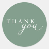 Sage Green Minimalistスクリプトありがとうスタンプ ラウンドシール (正面)