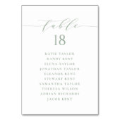 Sage Green Minimalistスクリプト結婚のシーティングプラン テーブルナンバー (正面)