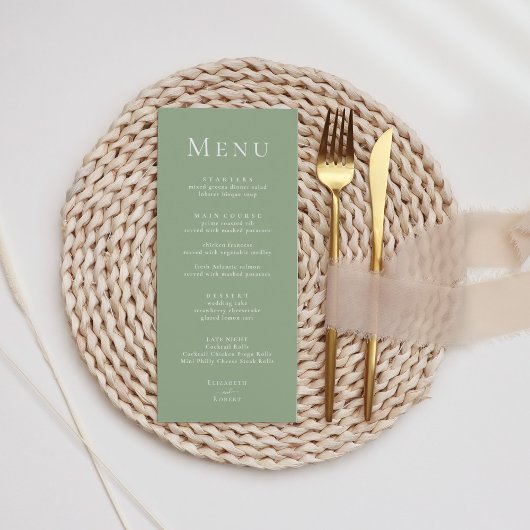 Sage Green Minimalistモダンのメ結婚ニュー メニュー
