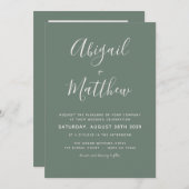 Sage Green Minimalistモダン写真結婚の 招待状 (正面/裏面)