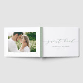Sage Green Minimalistモダン Script Photo 結婚's ゲストブック (全面)