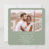 Sage Green Minimalist写真QRコード結婚s 招待状 (裏面)