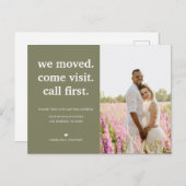 Sage Green Minimalist引っ越しました写真の移動 案内ポストカード (正面/裏面)