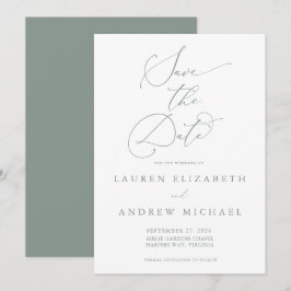 Sage Green Minimalist日付の保存招待状 招待状