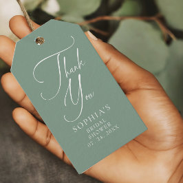 Sage Green Minimalist書道ありがとう ギフトタグ