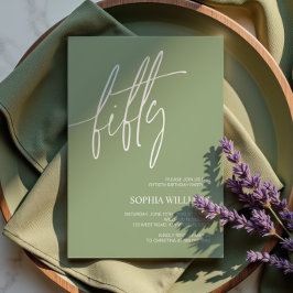 Sage Green Minimalist 50th Birthday Invitation 招待状