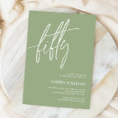 Sage Green Minimalist 50th Birthday Invitation 招待状