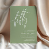 Sage Green Minimalist 50th Birthday Invitation 招待状