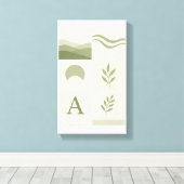 Sage Green Minimalist Abstract Wall Art キャンバスプリント (インサイチュ (ウッドフロア))