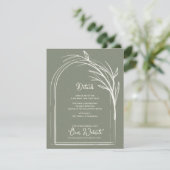 Sage Green Minimalist Arch Botanical Wedding エンクロージャーカード (スタンド正面)
