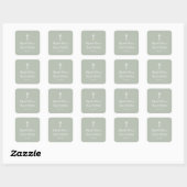 Sage Green Minimalist Baptism  スクエアシール (シート)