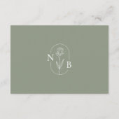 Sage Green Minimalist Bohoのタイムラ結婚イン エンクロージャーカード (裏面)