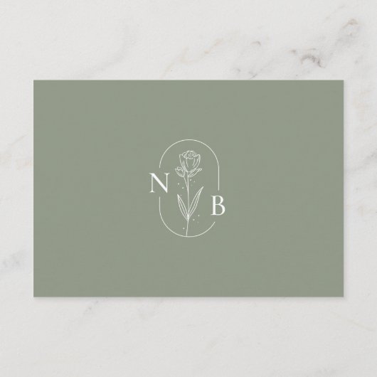 Sage Green Minimalist Bohoのタイムラ結婚イン エンクロージャーカード (裏面)