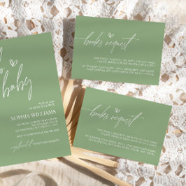 Sage Green Minimalist Booksリクエストカード エンクロージャーカード