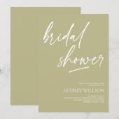 Sage Green Minimalist Bridal Shower Invitation 招待状 (正面/裏面)