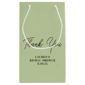 Sage Green Minimalist Bridal Shower Thank You スモールペーパーバッグ (裏面)