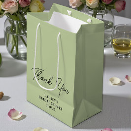 Sage Green Minimalist Bridal Shower Thank You ミディアムペーパーバッグ