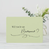  sage green minimalist calligraphy bridesmaid invi 招待状 (スタンド正面)