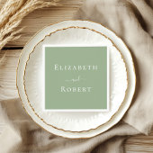 sage green minimalist couple name wedding スタンダードランチョンナプキン