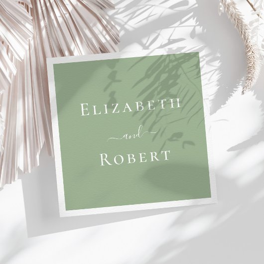 sage green minimalist couple name wedding スタンダードランチョンナプキン
