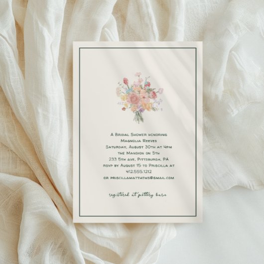 Sage Green Minimalist Elegant Bridal Shower  招待状