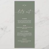 Sage Green Minimalist Handwriting Wedding Dinner  メニュー (正面)