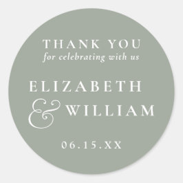 sage green minimalist monogram ウェディング サンクスステッカー ラウンドシール