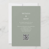 Sage Green Minimalist Monogram QRコード結婚s 招待状 (裏面)
