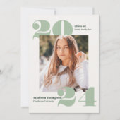Sage Green Minimalist Photo Collage Graduation 案内状 (正面)