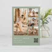 Sage Green Minimalist Photo QR code Wedding 招待状 (スタンド正面)