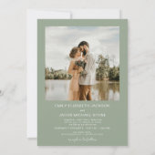 Sage Green Minimalist Photo QR code Wedding 招待状 (裏面)