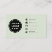 Sage Green Minimalist Photo with QR Code 名刺 (裏面)
