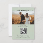 Sage Green Minimalist QRコードフォト結婚ズ 出欠カード (正面)