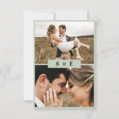 Sage Green Minimalist QRコードフォト結婚ズ 出欠カード (裏面)