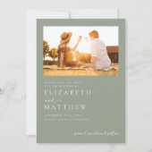 Sage Green Minimalist Script Photo 結婚's セーブザデート (正面)