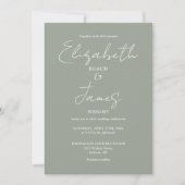 Sage Green Minimalist Script Photo 結婚's 招待状 (正面)