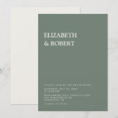 Sage Green Minimalist Simple Modern wedding 招待状 (正面/裏面)
