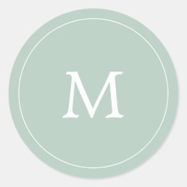sage green minimalist simple monogram wedding ラウンドシール