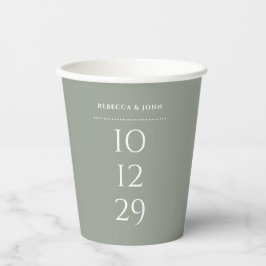 Sage Green Minimalist Special Date Wedding 紙コップ