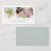 Sage Green Minimalist Two Photo Layout Modern 名刺 (正面/裏面)