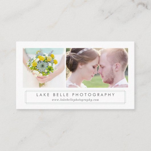 Sage Green Minimalist Two Photo Layout Modern 名刺 (正面)