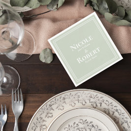 Sage Green Minimalist Wedding Cocktail Napkin スタンダードカクテルナプキン